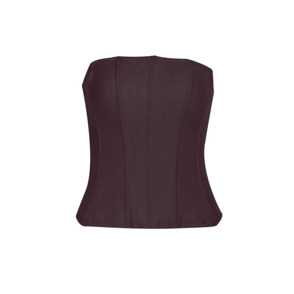 Strapless Ruched Bodycon Top - Brown [ND9R3VKJ]