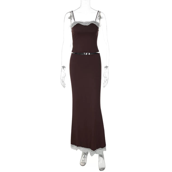 Lace Trim Two-Piece Skirt Set