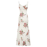Floral V-Neck Maxi Dress - White [58GV8FJW]