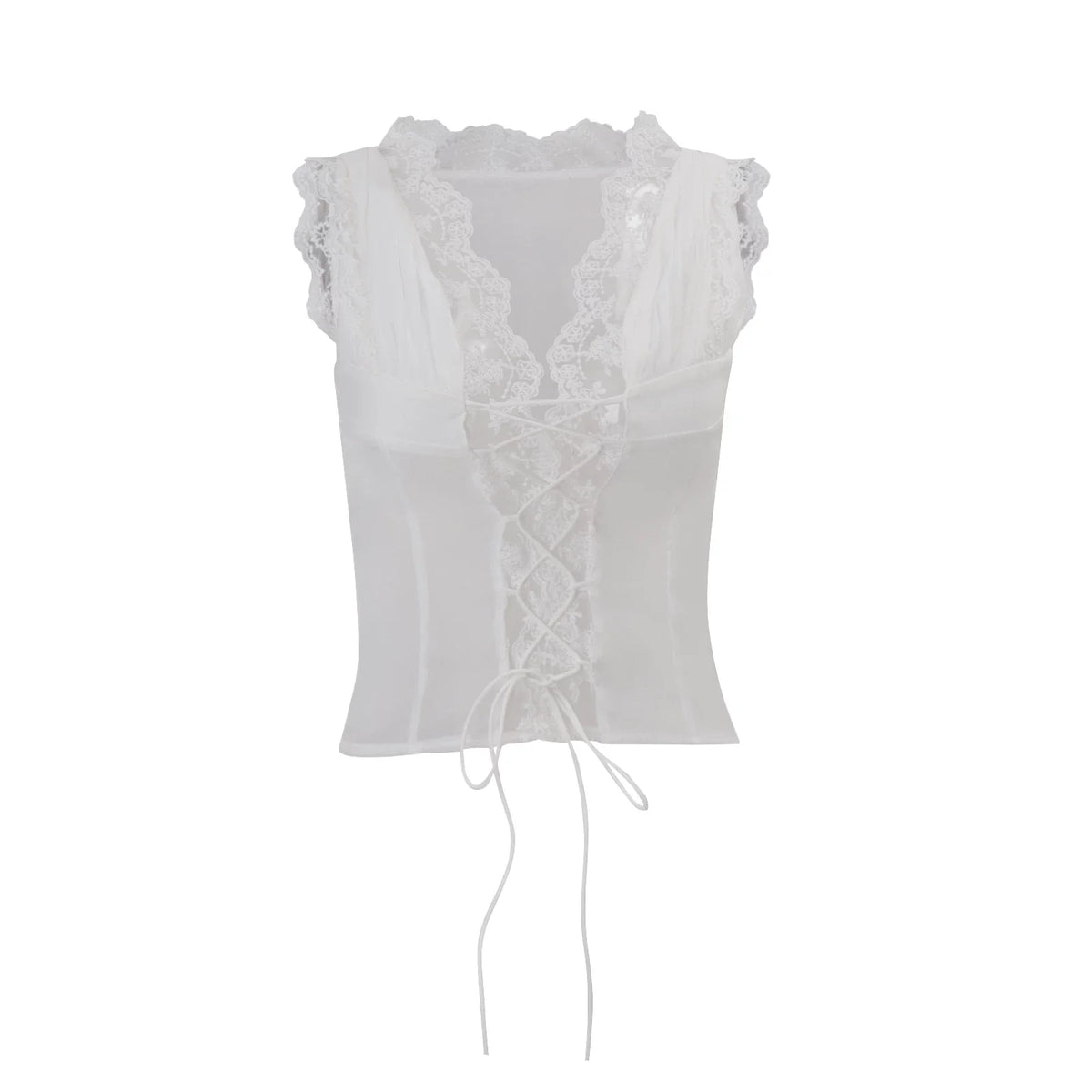 Lace Patchwork Two-Piece Skirt Set - White Top [3MD60LC2]