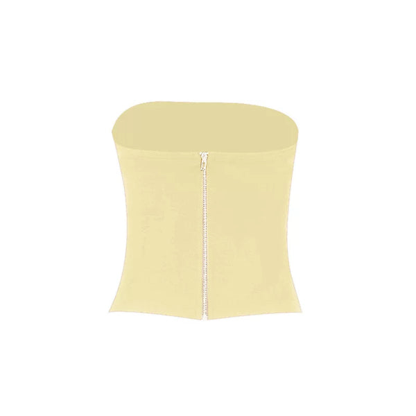 Strapless Ruched Bodycon Top - Yellow [435WQYDR]