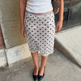 Sequin Polka Dot Midi Skirt - White [OGKIKDTR]