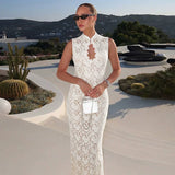 Lace Slit Maxi Dress - White [WZNSRQ7G]