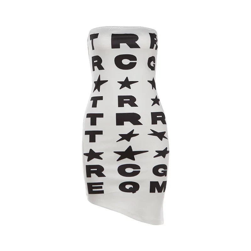 Letter Print Bodycon Mini Dress - White [NGKJ6HD2]