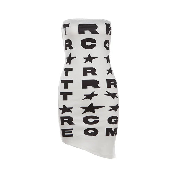 Letter Print Bodycon Mini Dress - White [NGKJ6HD2]