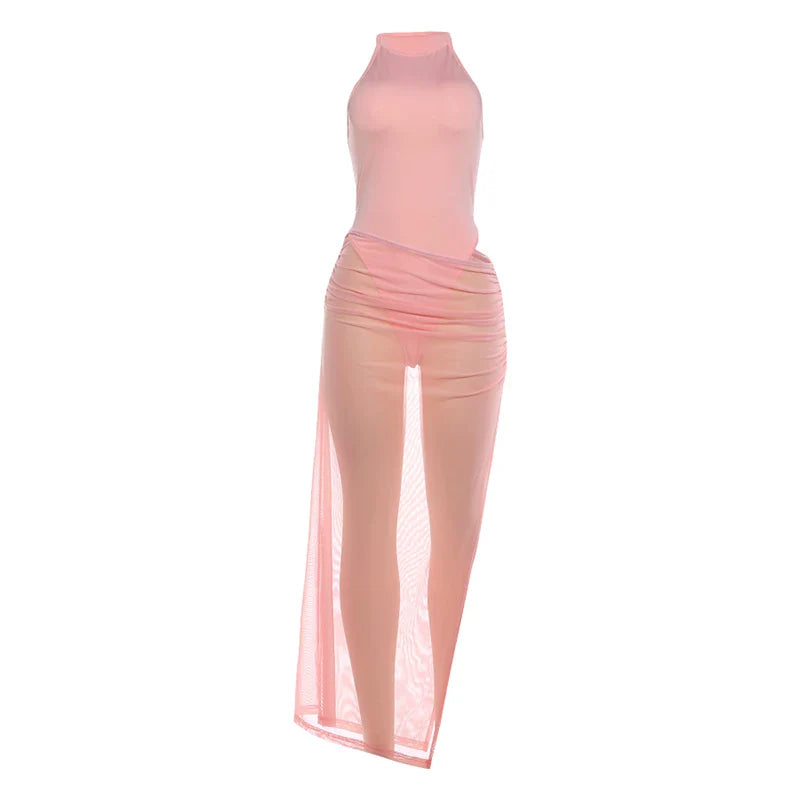 Ruched Two-Piece Skirt Set - Pink [BIPRYOYP]