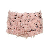 Pleated V-Neck Two-Piece Short Set - Pink Shorts [MKBTTW6N]