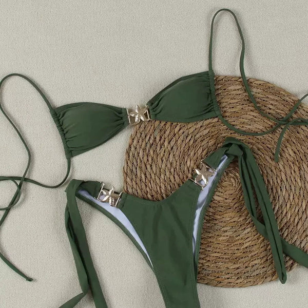 Ruched High-Waisted Bikini Set - Kendall Green [S8HGXEZ5]