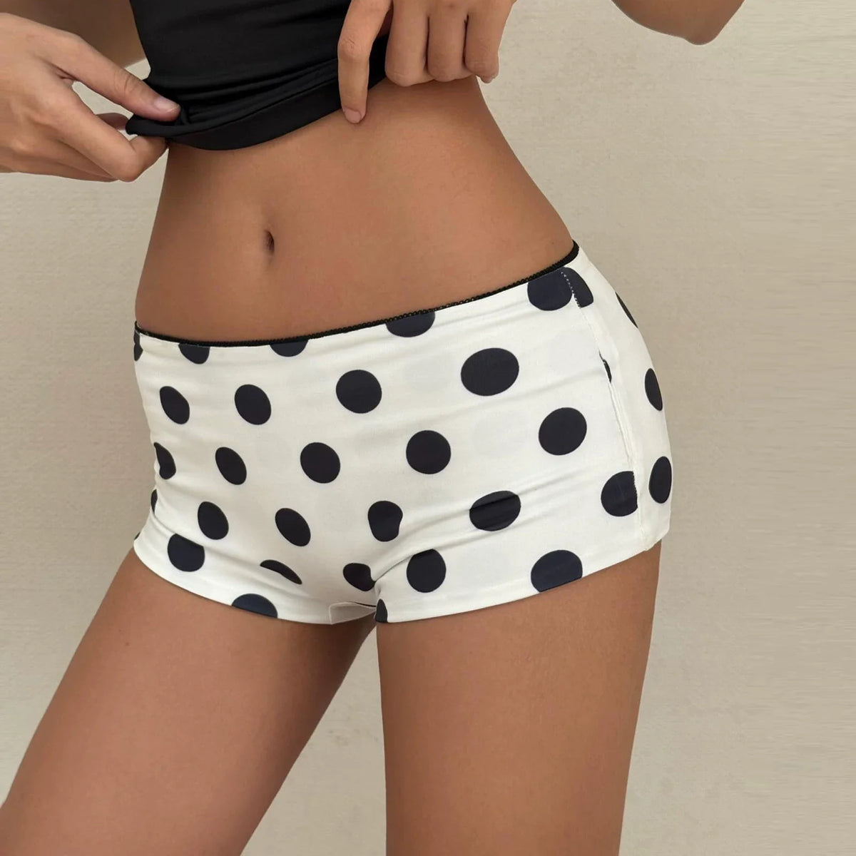 Polka Dot Slim Fit Shorts - White [FTNZU9YH]