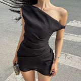 Ruched Bodycon Mini Dress - Black [UEC0KRT1]