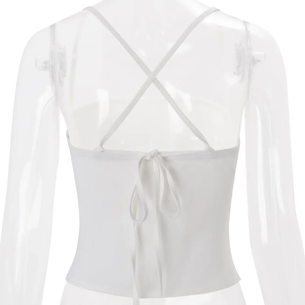 Button Detail Back Tie Camisole