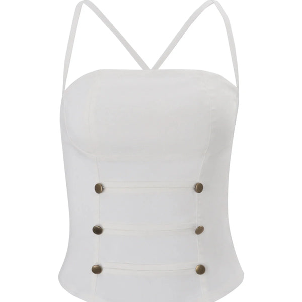 Button Detail Back Tie Camisole