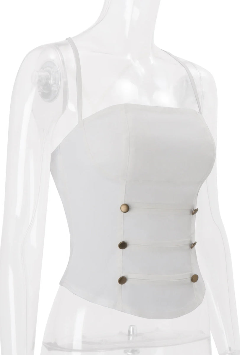 Button Detail Back Tie Camisole