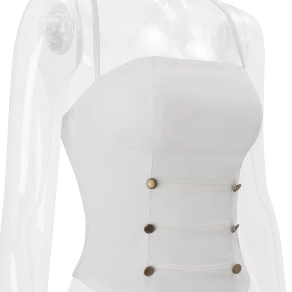 Button Detail Back Tie Camisole