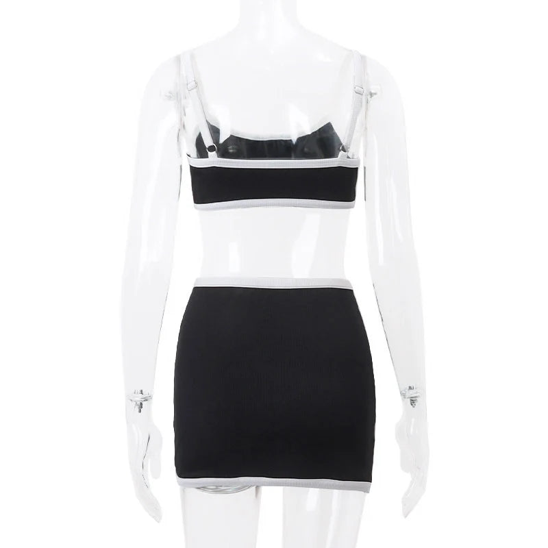 Contrast Trim Skirt Set