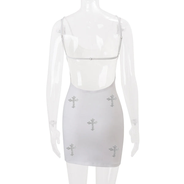 Cross Print Bodycon Mini Dress