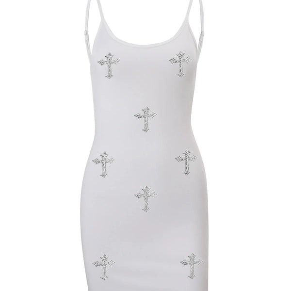 Cross Print Bodycon Mini Dress