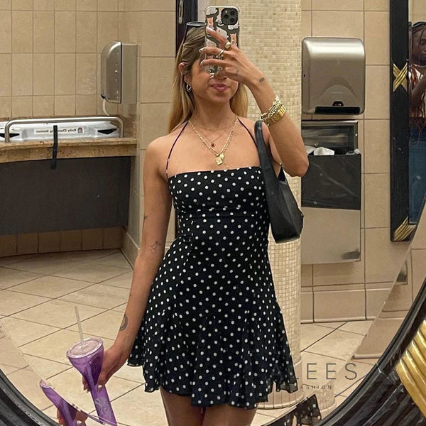 Luna Polka Dot Halter Mini Dress