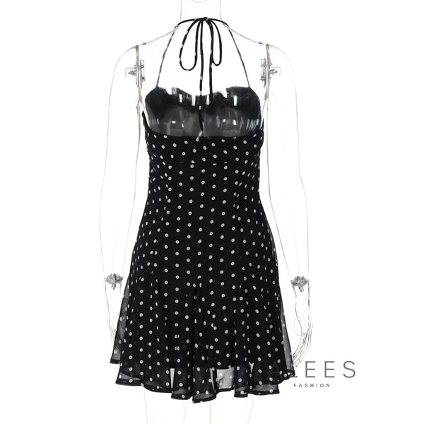 Luna Polka Dot Halter Mini Dress