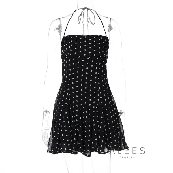 Luna Polka Dot Halter Mini Dress
