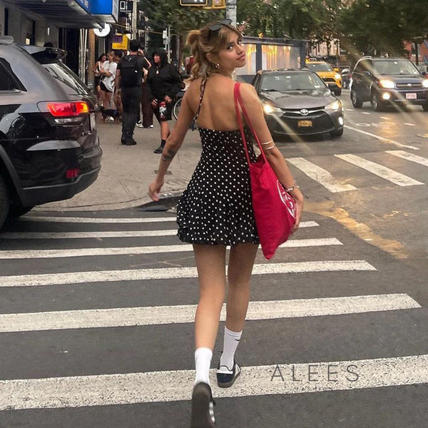 Luna Polka Dot Halter Mini Dress