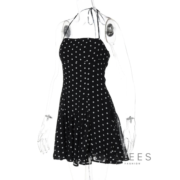 Luna Polka Dot Halter Mini Dress
