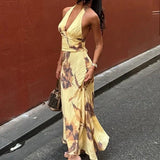 Floral Halter Two-Piece Skirt Set [AD22ZJRZ]