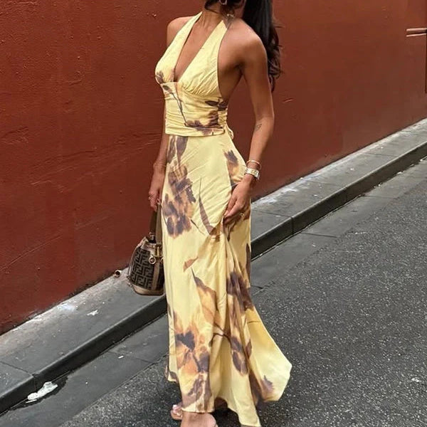 Floral Halter Two-Piece Skirt Set [AD22ZJRZ]
