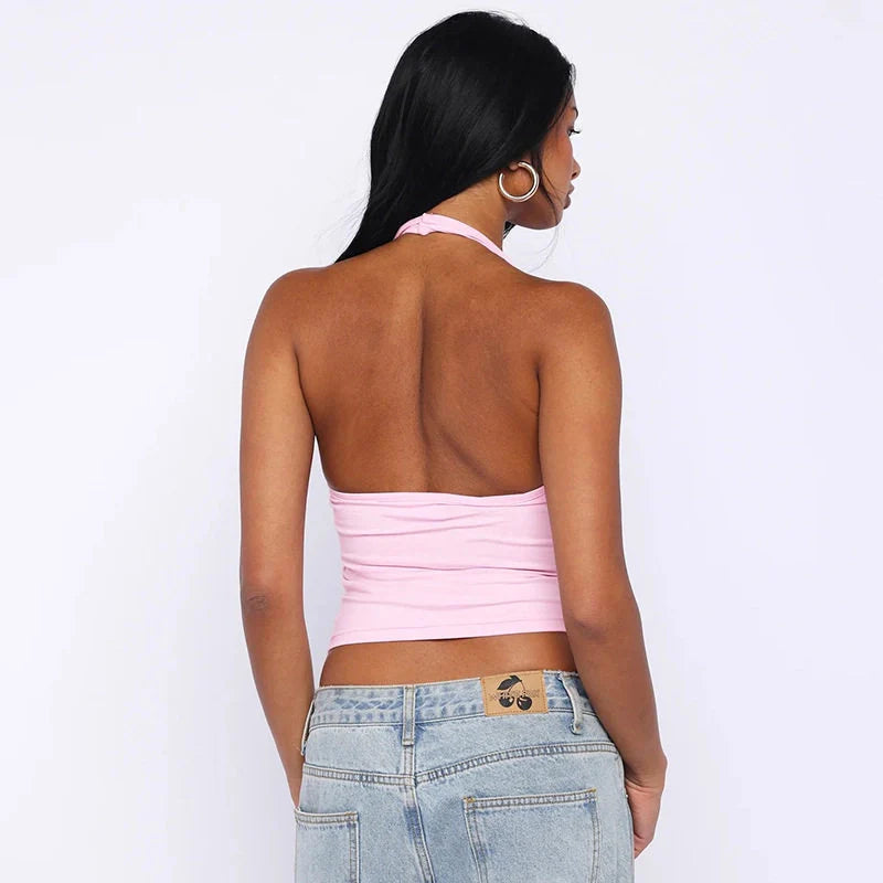 Floral Print Halter Neck Tank Top
