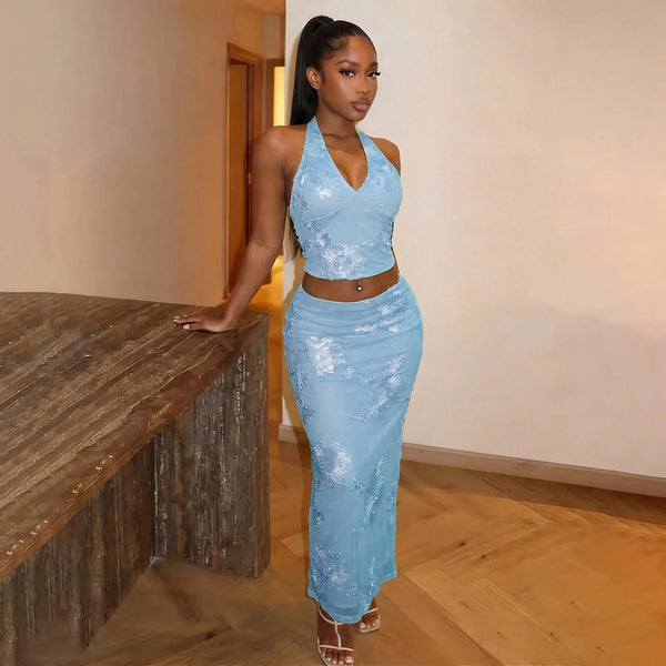 Sienna Floral Ruched Skirt Set