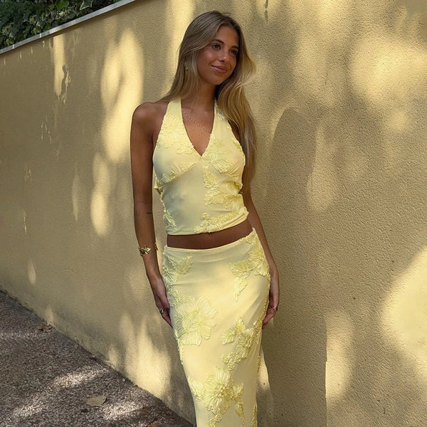 Sienna Floral Ruched Skirt Set