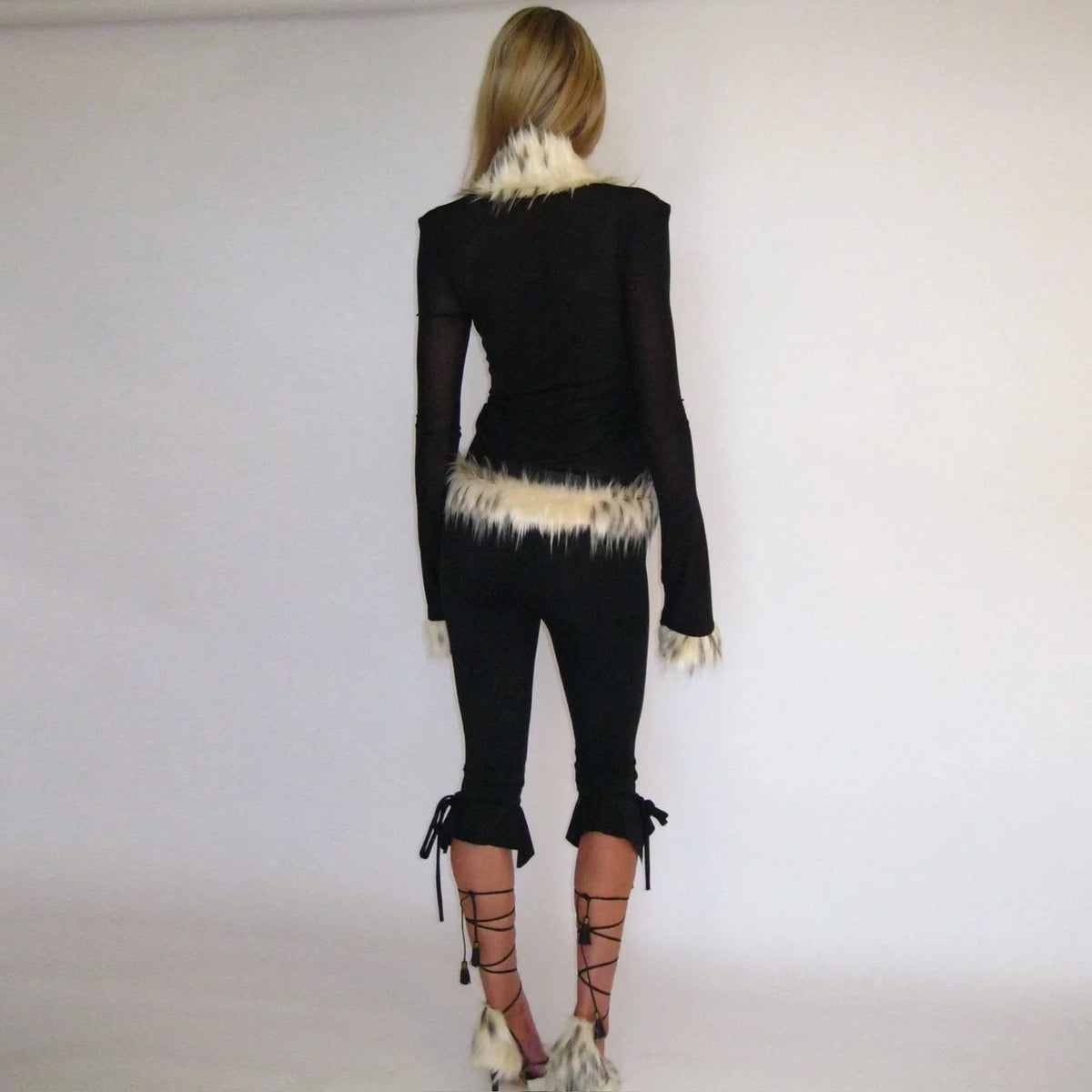 Fur Collar Patchwork Cardigan Top