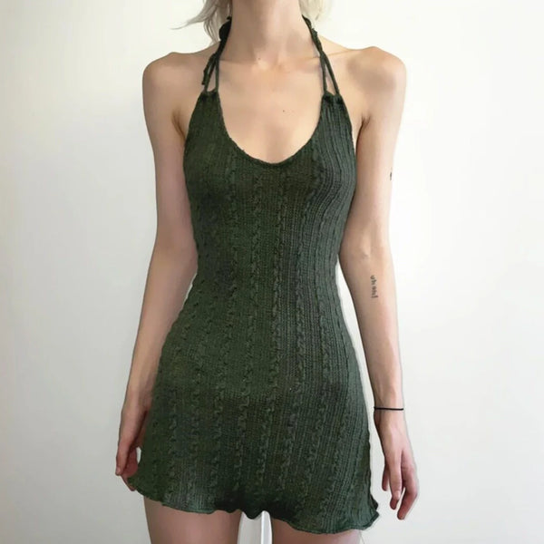 Halter Neck A-Line Mini Dress