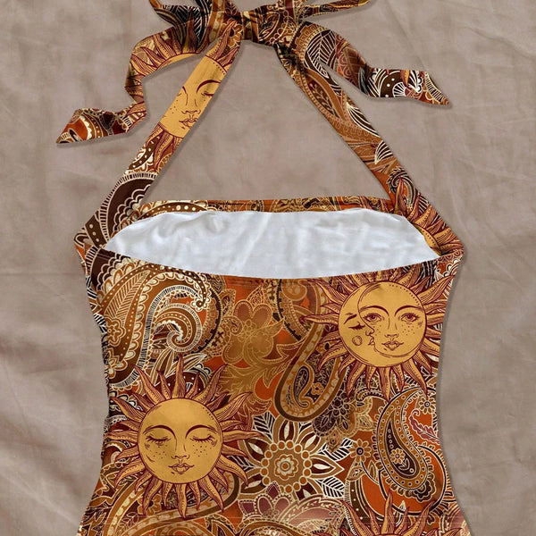 Halter Neck Printed Crop Top