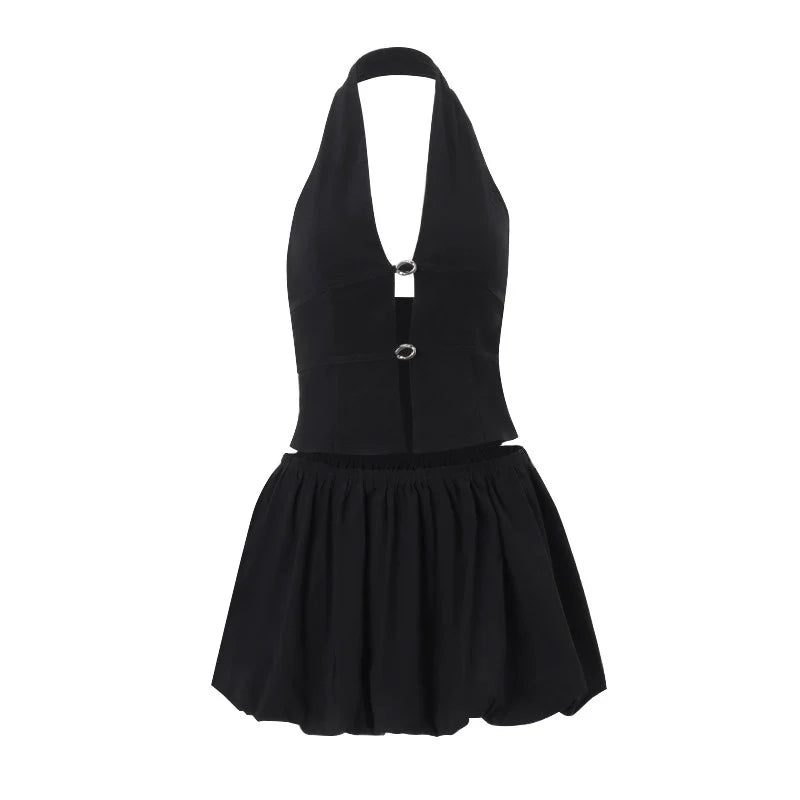 Halter Neck Skirt Set