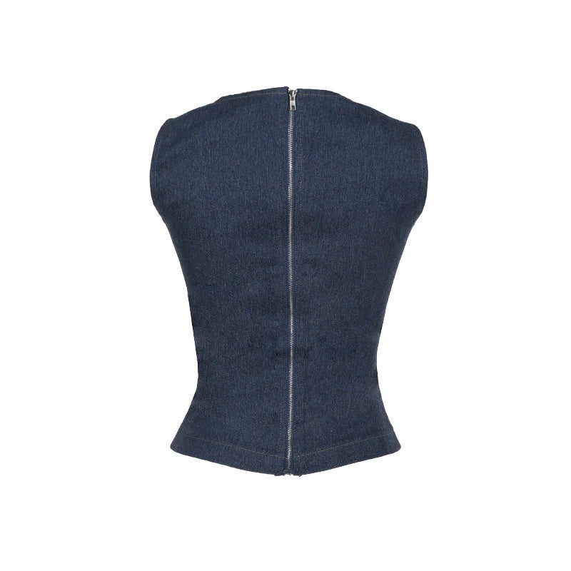 Kaia Cut-Out Denim Vest Top