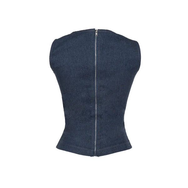 Kaia Cut-Out Denim Vest Top