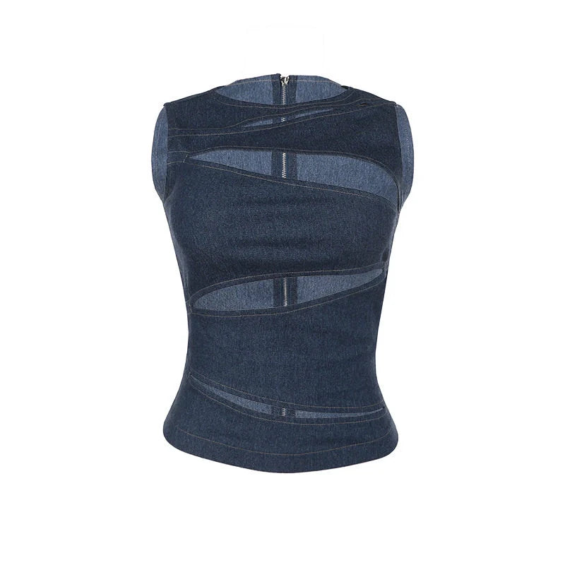 Kaia Cut-Out Denim Vest Top