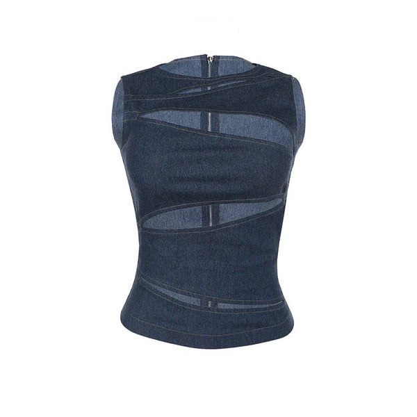 Kaia Cut-Out Denim Vest Top