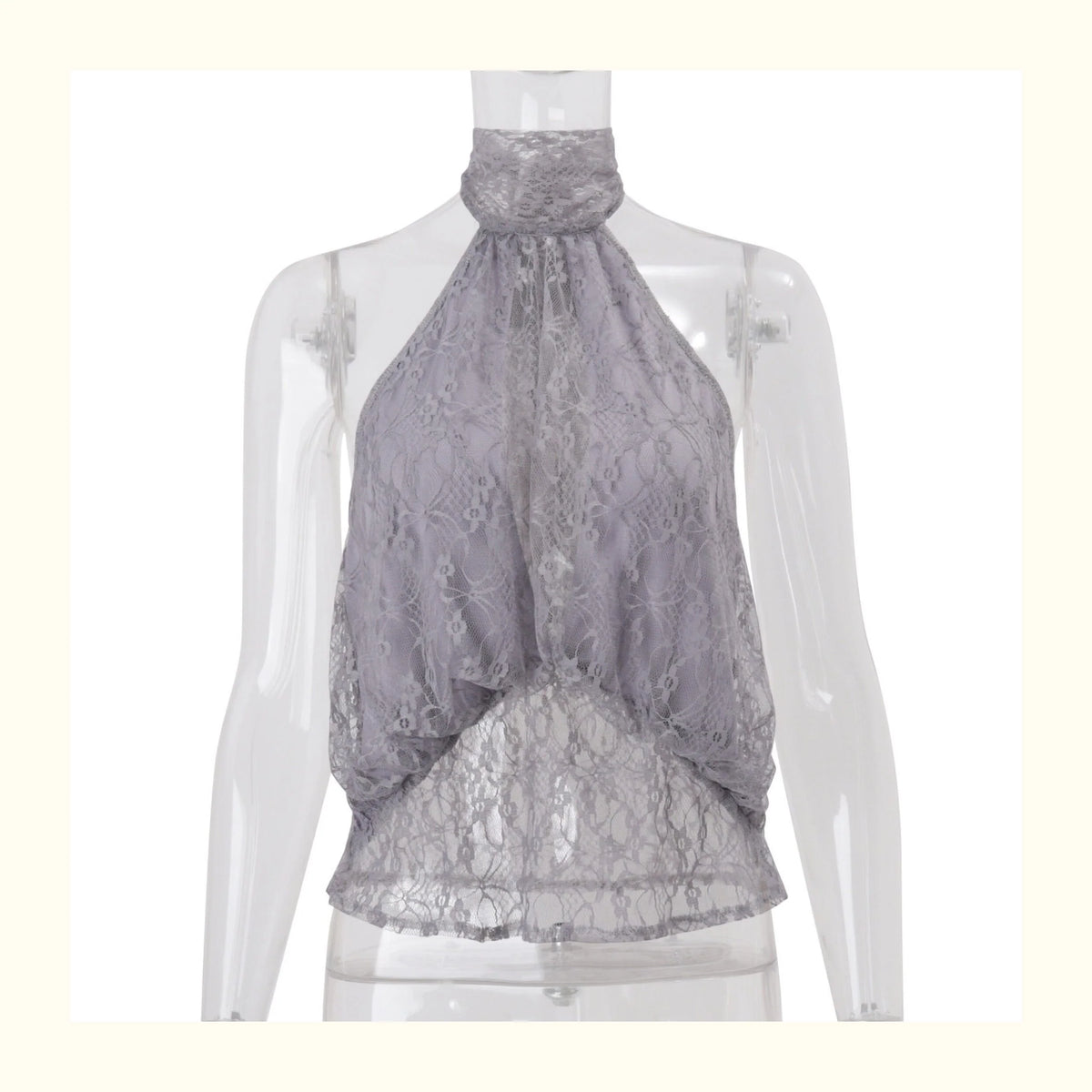 Lace Halter Neck Backless Top