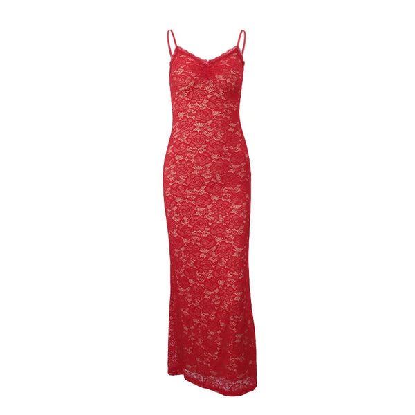 Lace Hollow Bodycon Maxi Dress