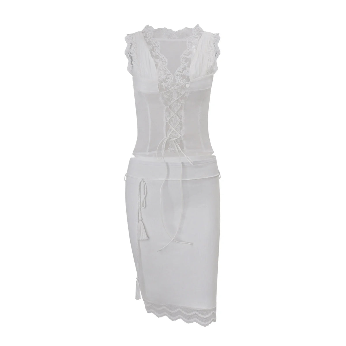 Lace Patchwork Two-Piece Skirt Set