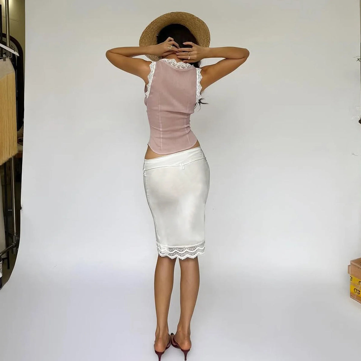 Lace Patchwork Two-Piece Skirt Set