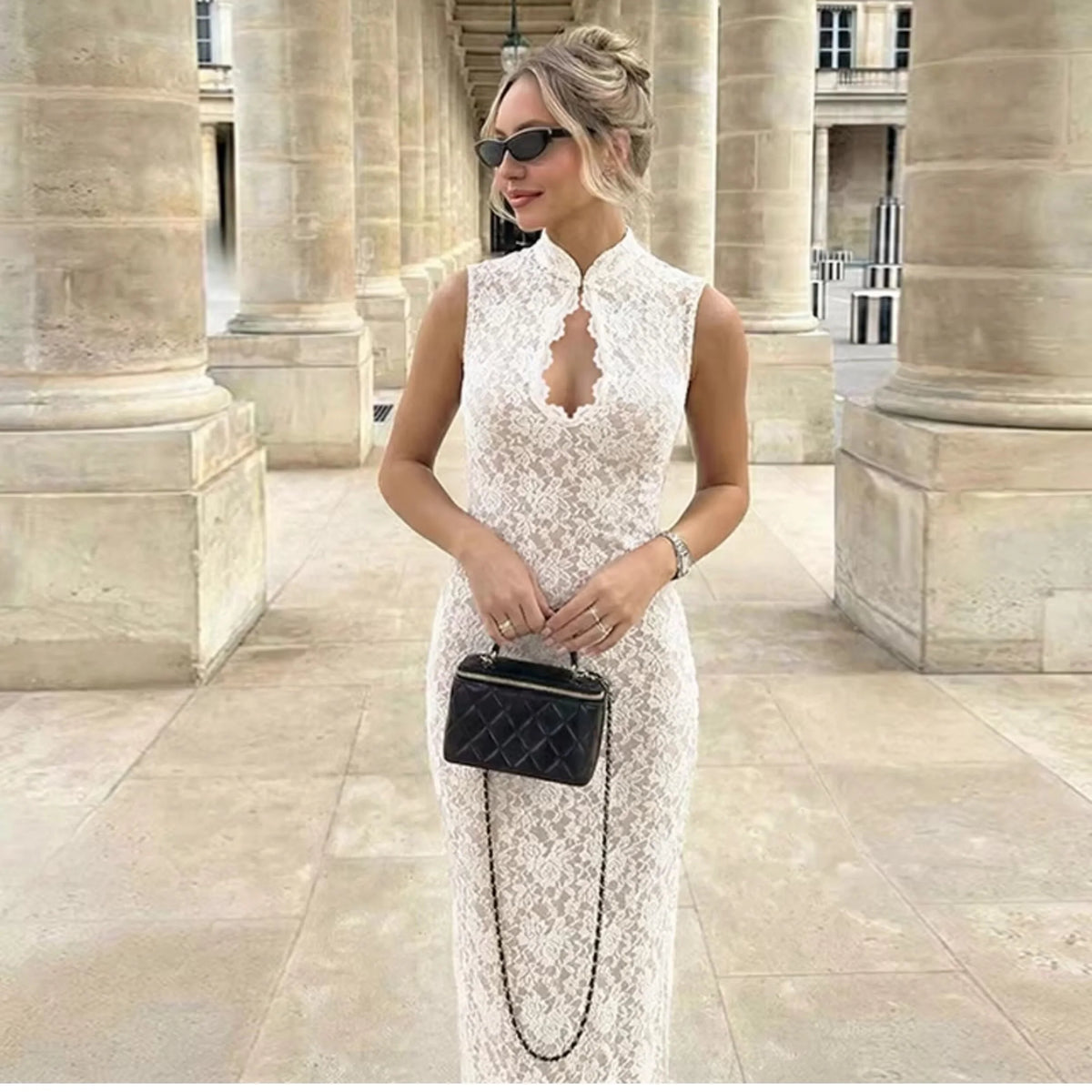 Lace Slit Maxi Dress