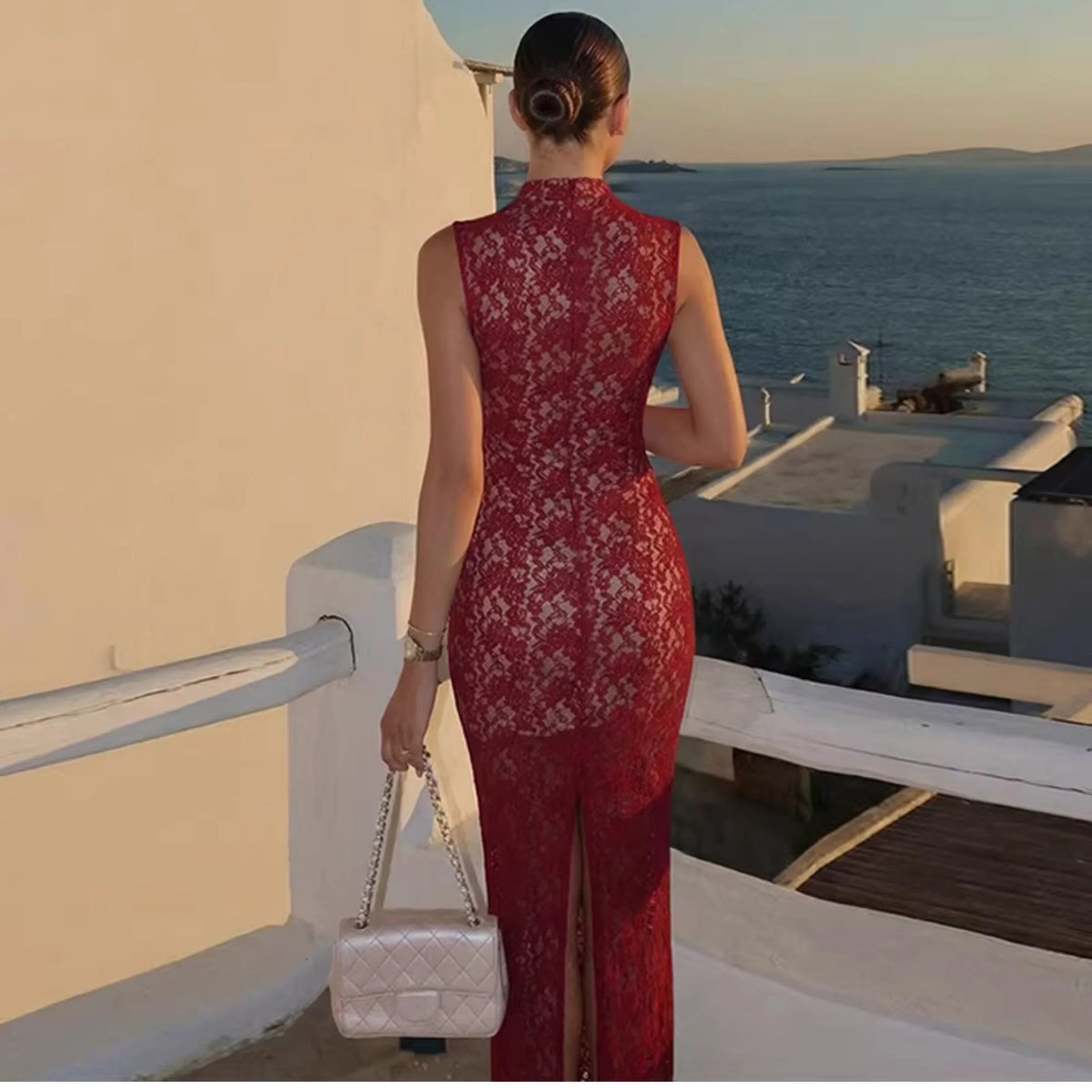 Lace Slit Maxi Dress