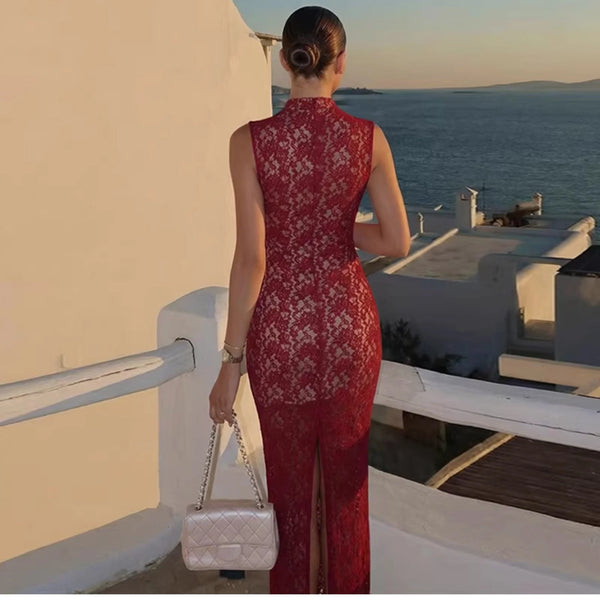 Lace Slit Maxi Dress