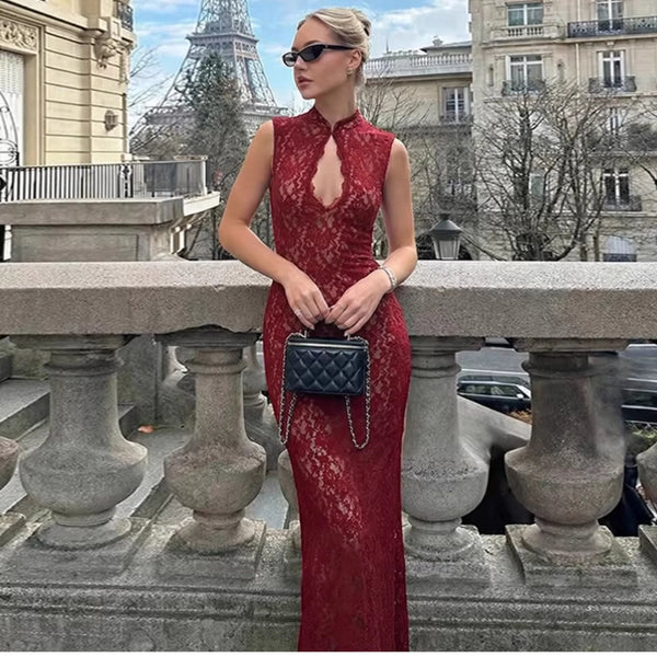 Lace Slit Maxi Dress