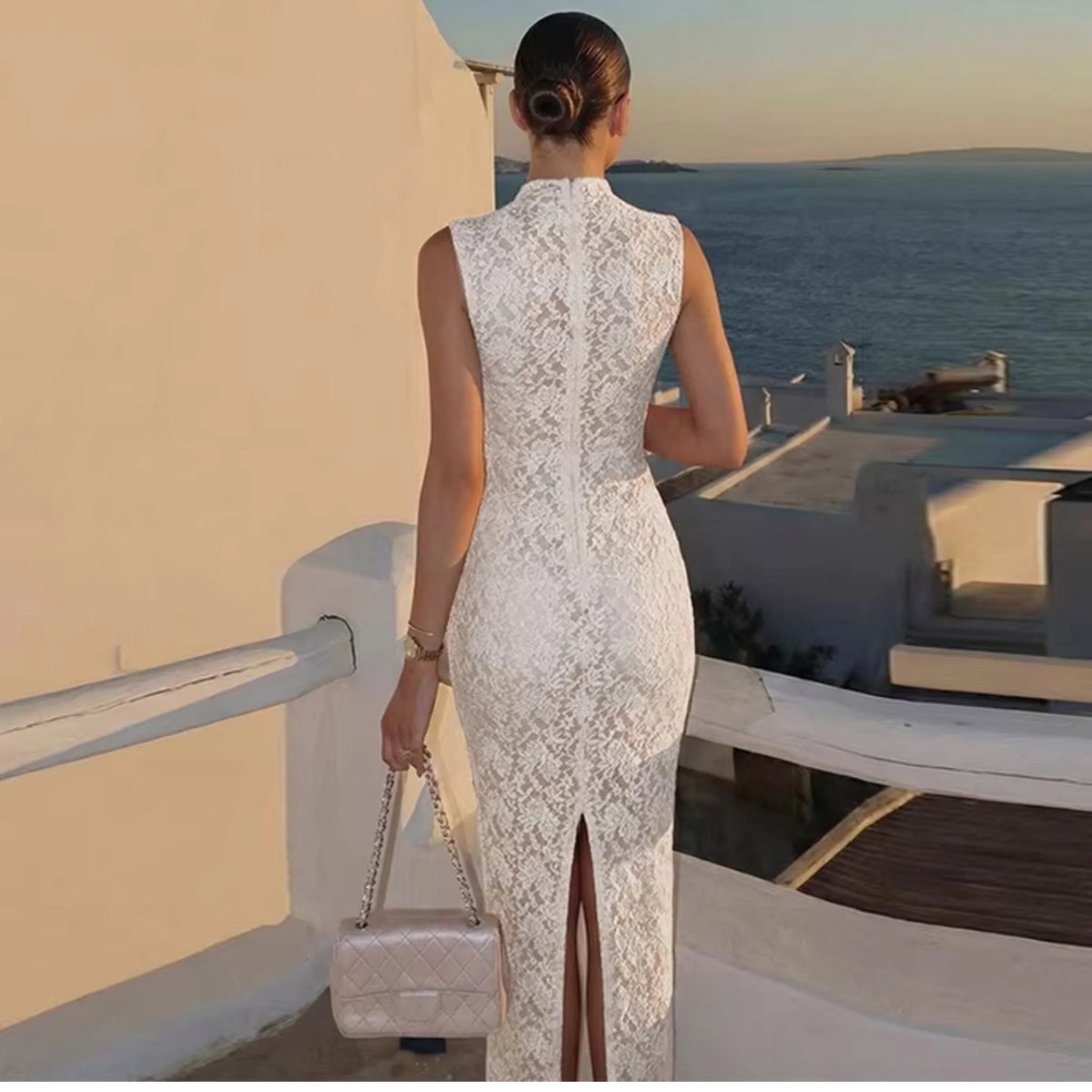 Lace Slit Maxi Dress