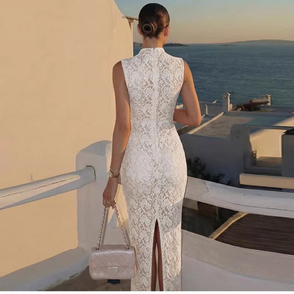 Lace Slit Maxi Dress