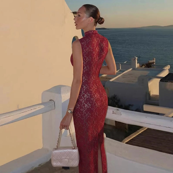 Lace Slit Maxi Dress